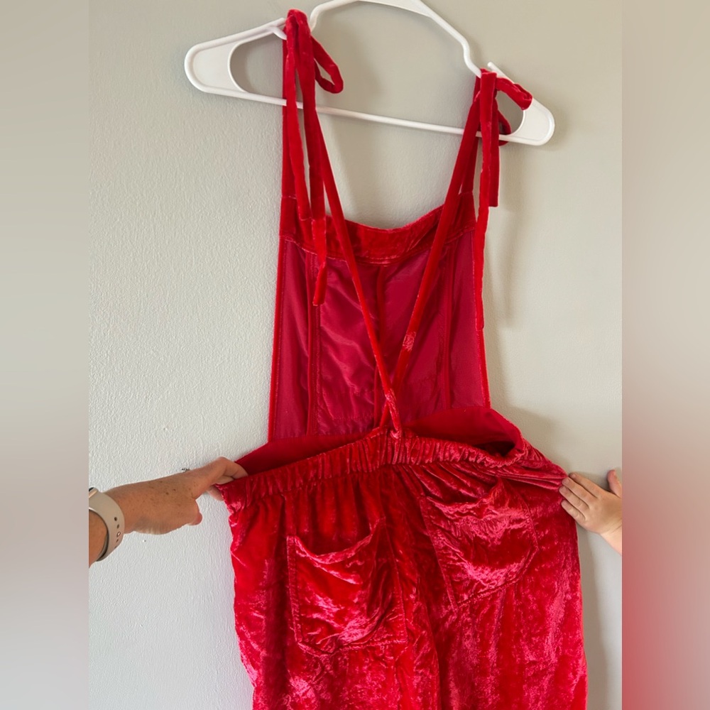 Free People Red Velvet Jumpsuit, size small - Picture 9 of 14